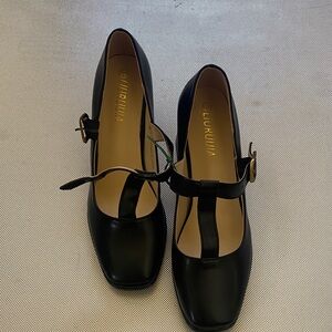 Elegant Black T-Strap Heels by